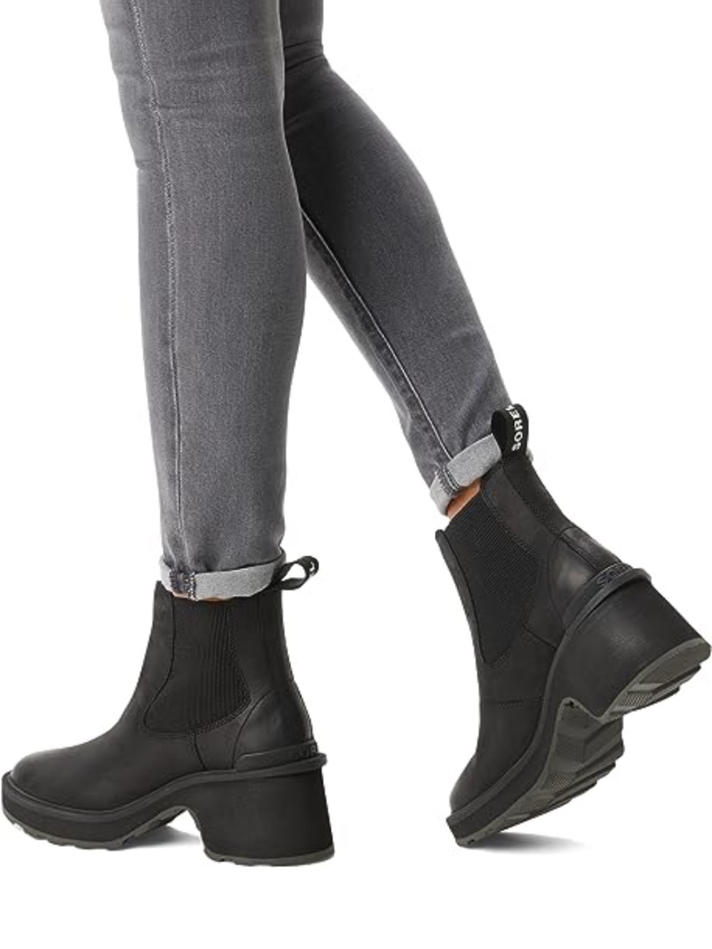 Sorel Hi-Line Heel Chelsea Platform leather boots chunky